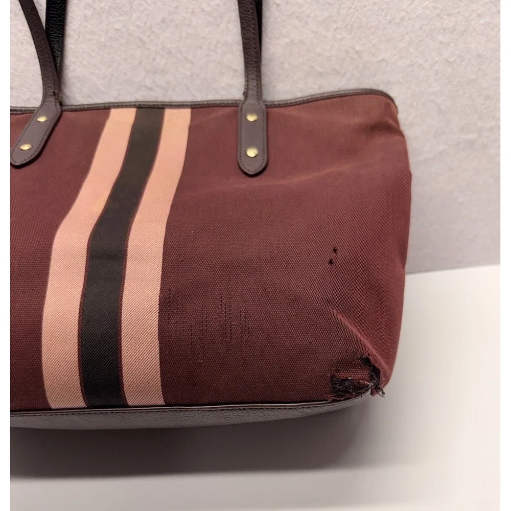 COACH Horse & Carriage Jacquard City Tote Oxblood Pink Varsity Stripe 69645